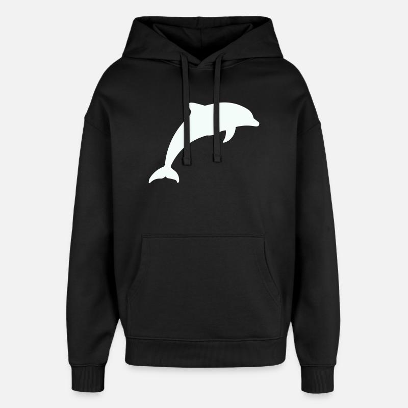 Leuchtender Delfin Silhouette - Oversized Unisex Hoodie von Stanley/Stella - Schwarz