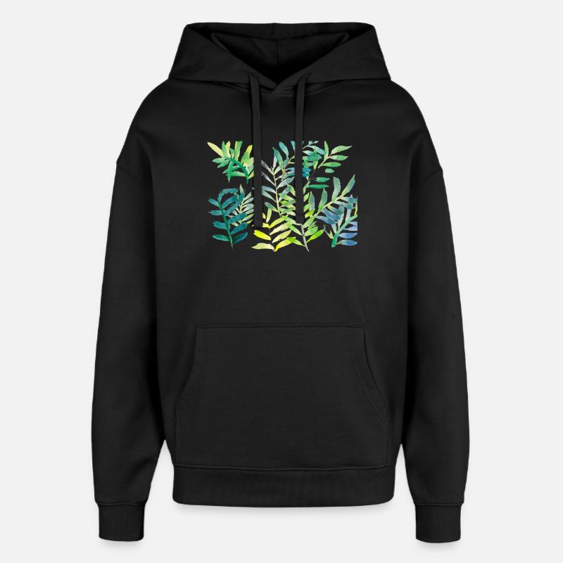 Water-coloured leaf branches - Oversized Unisex Hoodie by Stanley/Stella - black