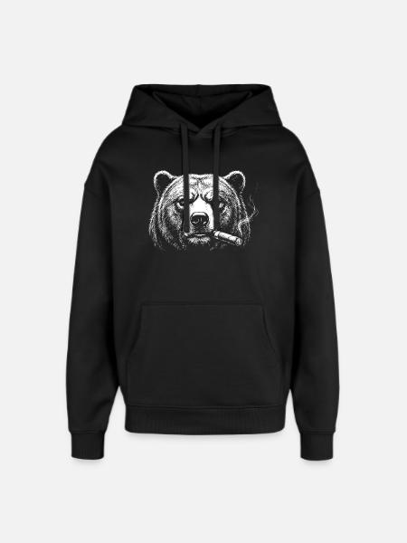 Bären-Zigarrenporträt in fetter Tinte - Oversized Unisex Hoodie von Stanley/Stella - Schwarz