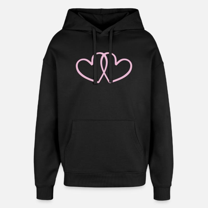 Verschlungene Herzen Linienkunst - Oversized Unisex Hoodie von Stanley/Stella - Schwarz