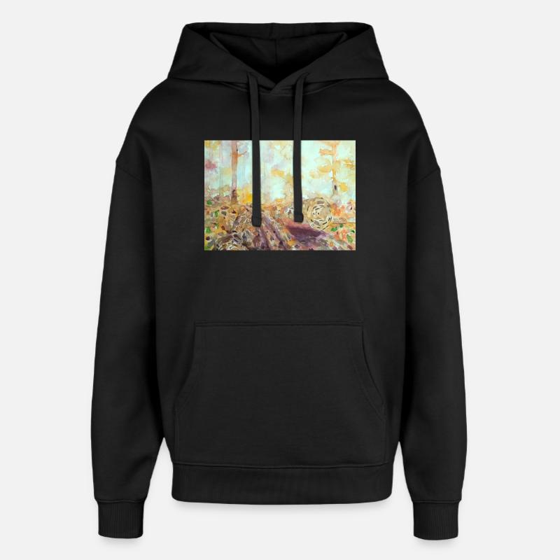 Wald-Aquarelllandschaft im Herbst - Oversized Unisex Hoodie von Stanley/Stella - Schwarz