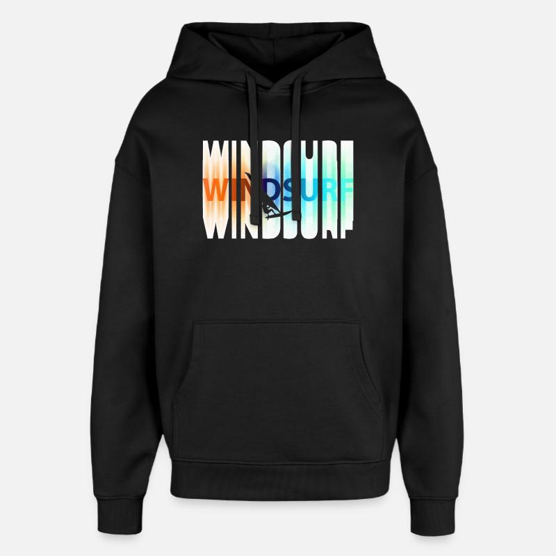 Schriftzug_bunt_windsurfen - Sweat à capuche unisexe Stanley/Stella Oversized - noir