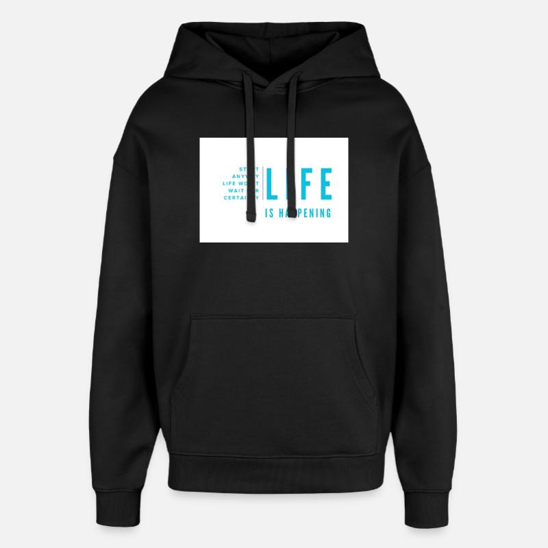 La vie se passe - Sweat à capuche unisexe Stanley/Stella Oversized - noir