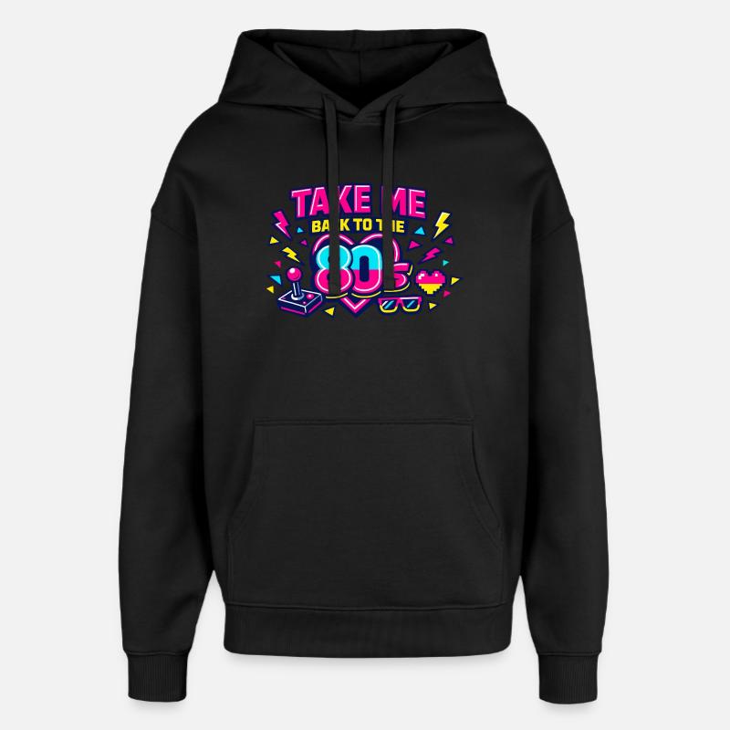 Retour aux années 80 néon - Sweat à capuche unisexe Stanley/Stella Oversized - noir