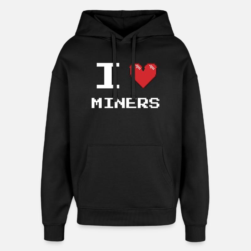 J’adore Miners Retro Heart - Sweat à capuche unisexe Stanley/Stella Oversized - noir