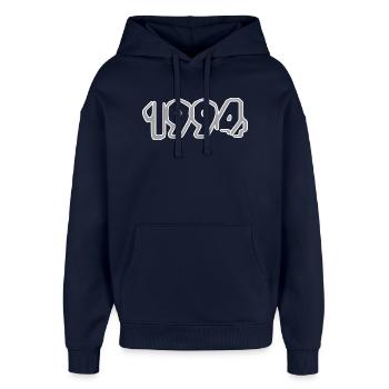 1994 - Oversized Unisex Hoodie von Stanley/Stella - Navy - Vorne - AI Model Female 172 light (172cm) & AI Model Male 185 light (185cm)