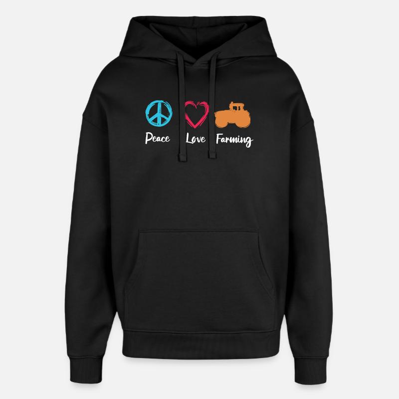 Agriculture Paix Amour - Sweat à capuche unisexe Stanley/Stella Oversized - noir