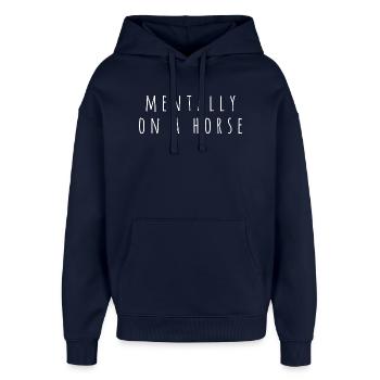 Reiter Spruch - Sweat à capuche unisexe Stanley/Stella Oversized - marine - Devant - AI Model Female 172 light (172cm) & AI Model Male 185 light (185cm)