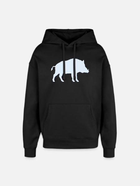 Blue Wild Boar Silhouette - Oversized Unisex Hoodie by Stanley/Stella - black