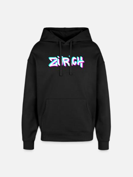 Zurich Neon Graffiti - Oversized Unisex Hoodie by Stanley/Stella - black