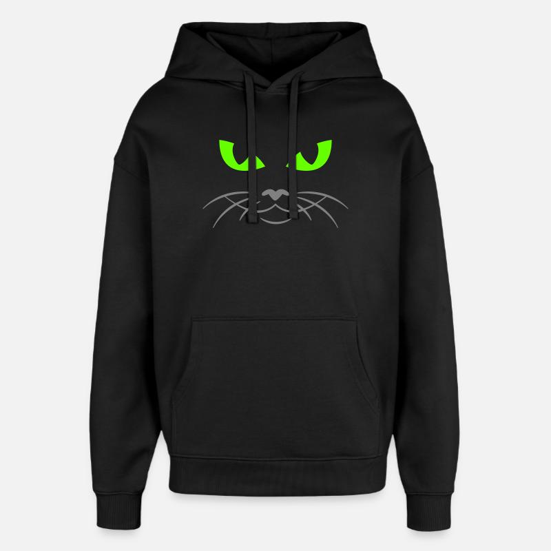cat face - katzengesicht - Sweat à capuche unisexe Stanley/Stella Oversized - noir