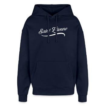 Saint Etienne - Sweat à capuche unisexe Stanley/Stella Oversized - marine - Devant - AI Model Female 172 light (172cm) & AI Model Male 185 light (185cm)