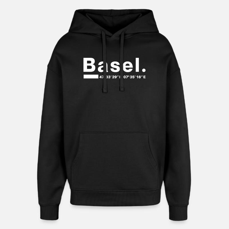 Coordonnées Bâle - Sweat à capuche unisexe Stanley/Stella Oversized - noir
