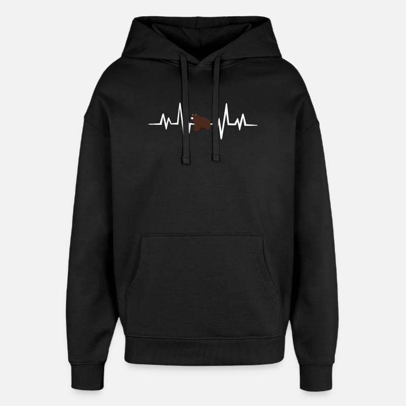 Battement de cœur d’ours - Sweat à capuche unisexe Stanley/Stella Oversized - noir