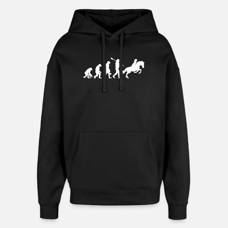Évolution des courses hippiques : l’équitation drôle - Sweat à capuche unisexe Stanley/Stella Oversized - noir