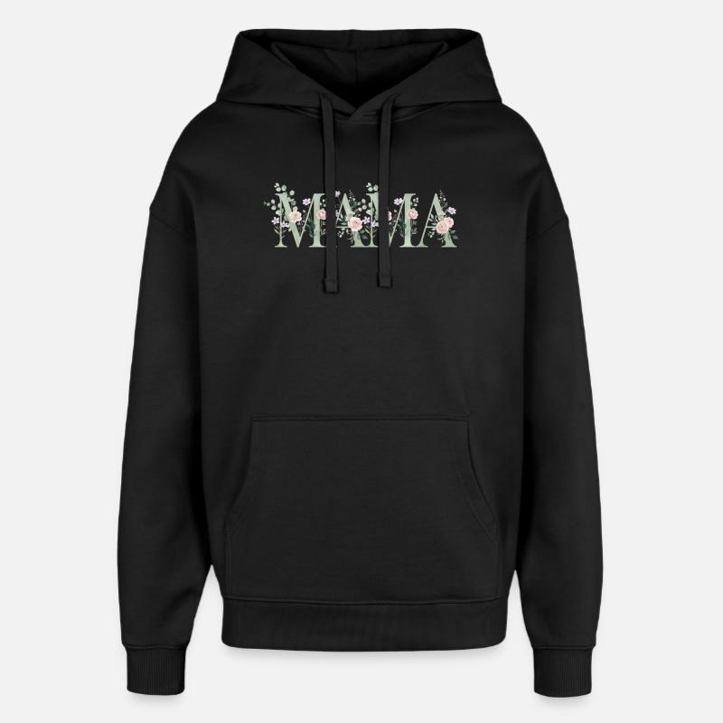 Lettrage floral de maman - Sweat à capuche unisexe Stanley/Stella Oversized - noir