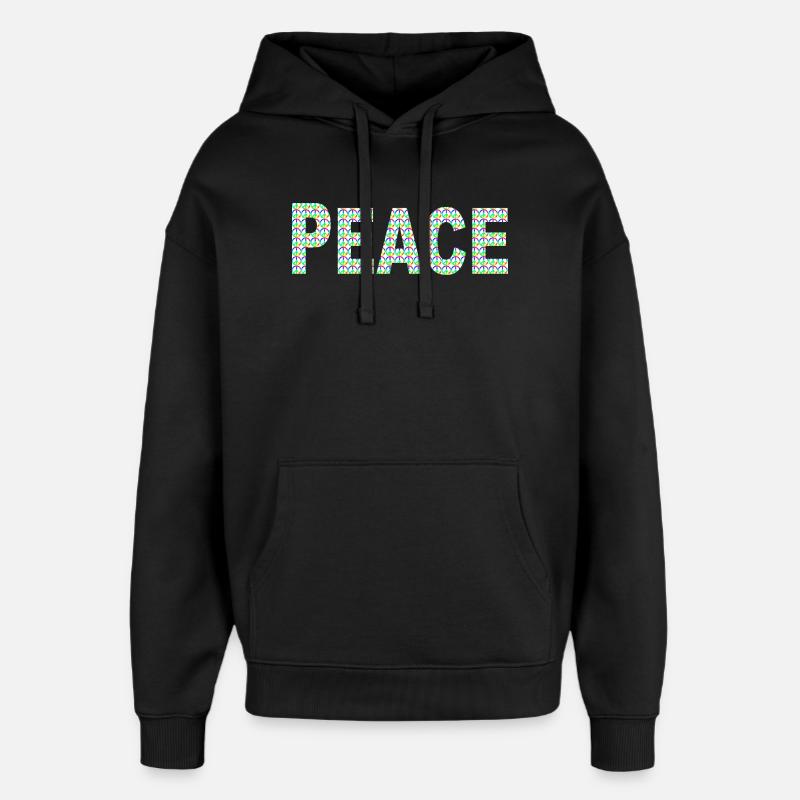Peace Wort mit Peacezeichen - Oversized Unisex Hoodie von Stanley/Stella - Schwarz