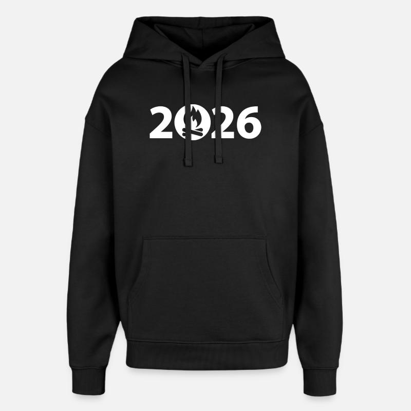 Campfire 2026, Camping 2026 - Oversized Unisex Hoodie by Stanley/Stella - black