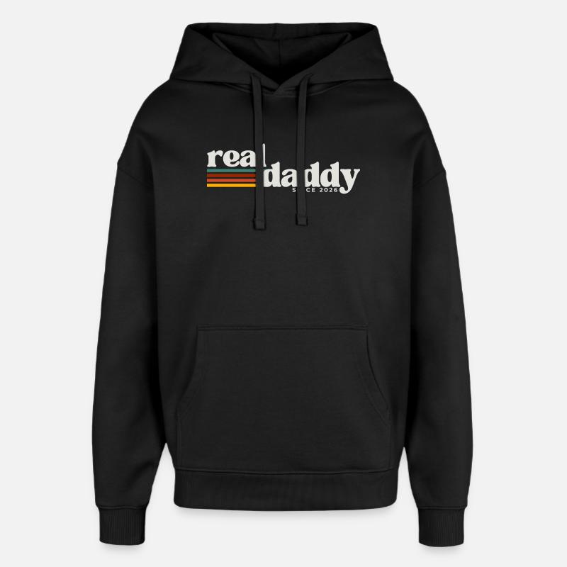 Vrai papa, paternité style rétro - Sweat à capuche unisexe Stanley/Stella Oversized - noir