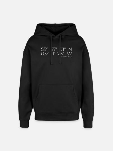 Coordinates: Edinburgh, Scotland - Oversized Unisex Hoodie by Stanley/Stella - black