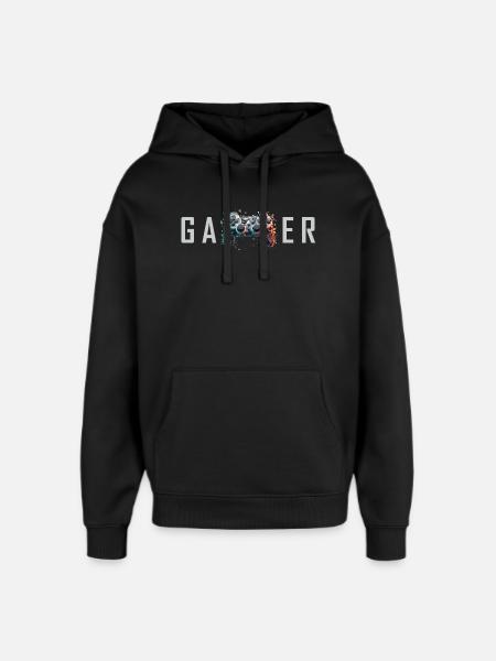 Gamer Schriftzug 3D Controller Nerd Geschenk - Oversized Unisex Hoodie von Stanley/Stella - Schwarz