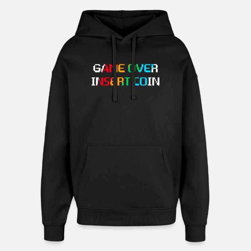 Game Over Insert Coin (foncé) - Sweat à capuche unisexe Stanley/Stella Oversized - noir