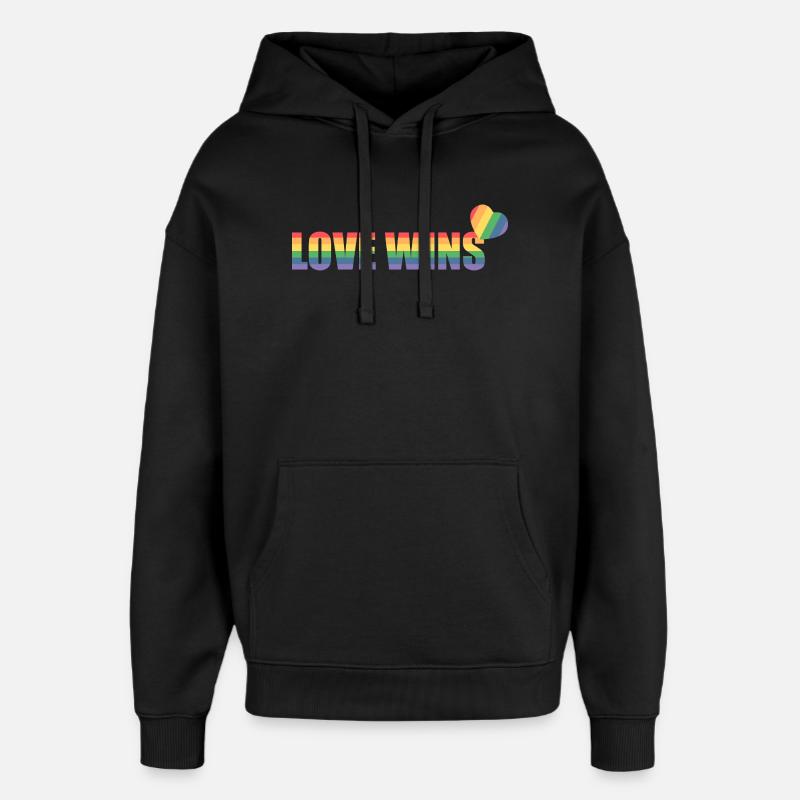 Bunter Regenbogen Herz mit Liebesbotschaft - Oversized Unisex Hoodie von Stanley/Stella - Schwarz