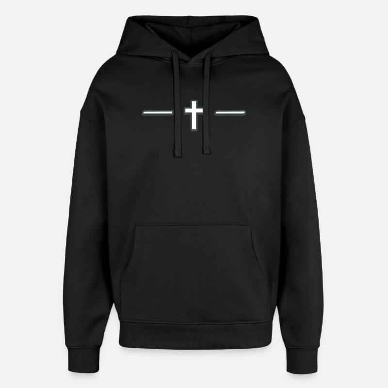 Motif de ligne croisée centrée - Sweat à capuche unisexe Stanley/Stella Oversized - noir