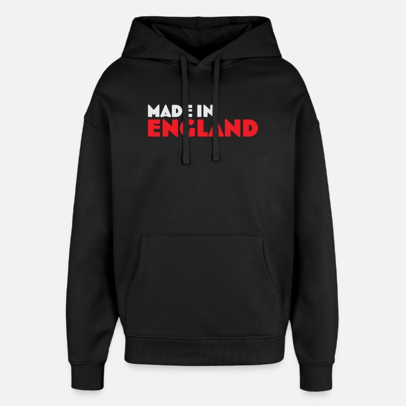 T-shirt emblème Made in England - Sweat à capuche unisexe Stanley/Stella Oversized - noir
