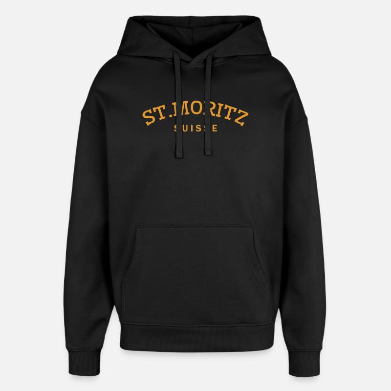 St. Moritz - Suisse - Switzerland - Swiss - Sweat à capuche unisexe Stanley/Stella Oversized - noir