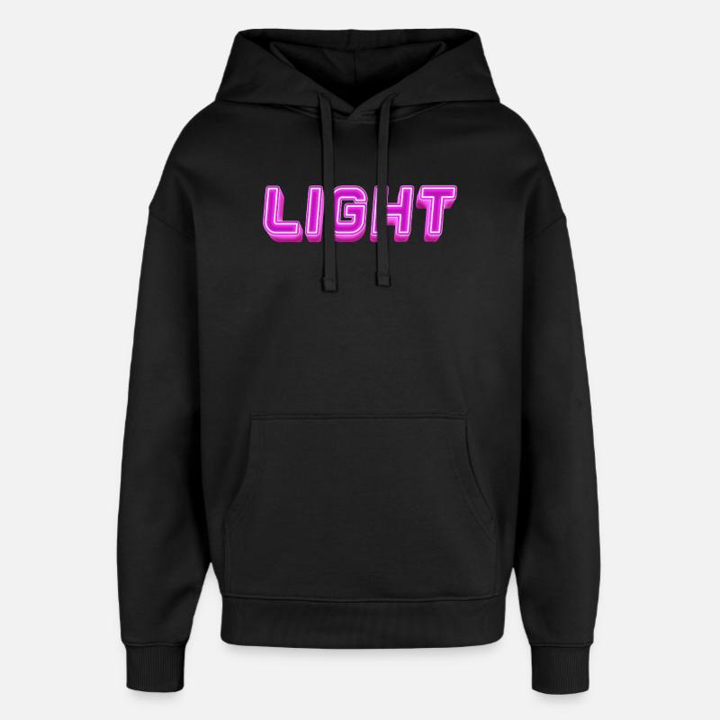 Neon Light Lettering Light - Oversized Unisex Hoodie by Stanley/Stella - black
