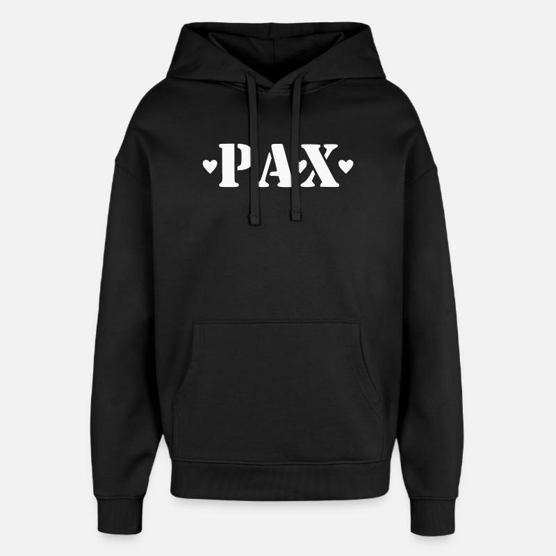 Pax - Frieden - Slogan mit Herzen - Oversized Unisex Hoodie von Stanley/Stella - Schwarz