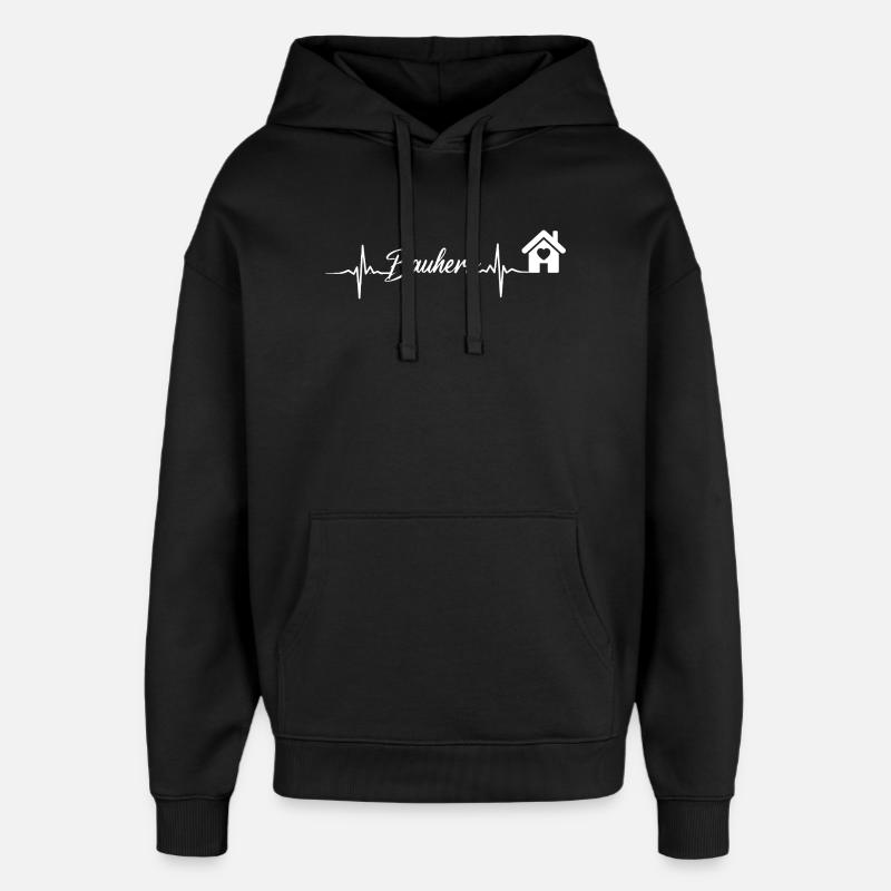 HausHerz Herzschlag Script - Oversized Unisex Hoodie by Stanley/Stella - black