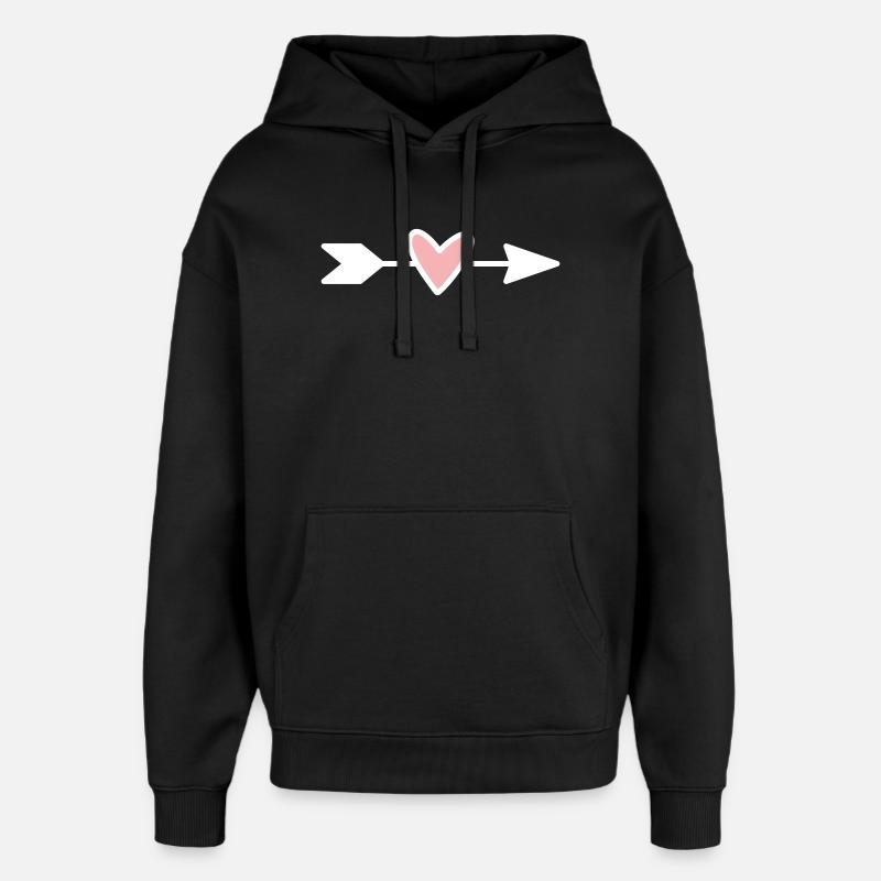 Heart Arrow Minimal Design - Sweat à capuche unisexe Stanley/Stella Oversized - noir