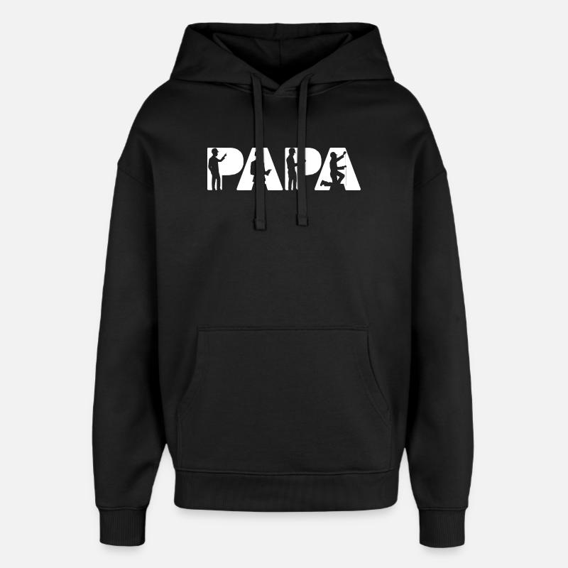 Papa Engineer Construction Silhouettes - Oversized Unisex Hoodie by Stanley/Stella - black