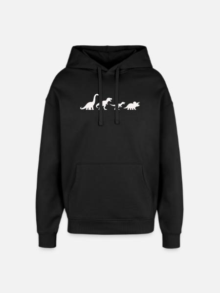 Dino-Silhouetten im Retro-Style - Oversized Unisex Hoodie von Stanley/Stella - Schwarz