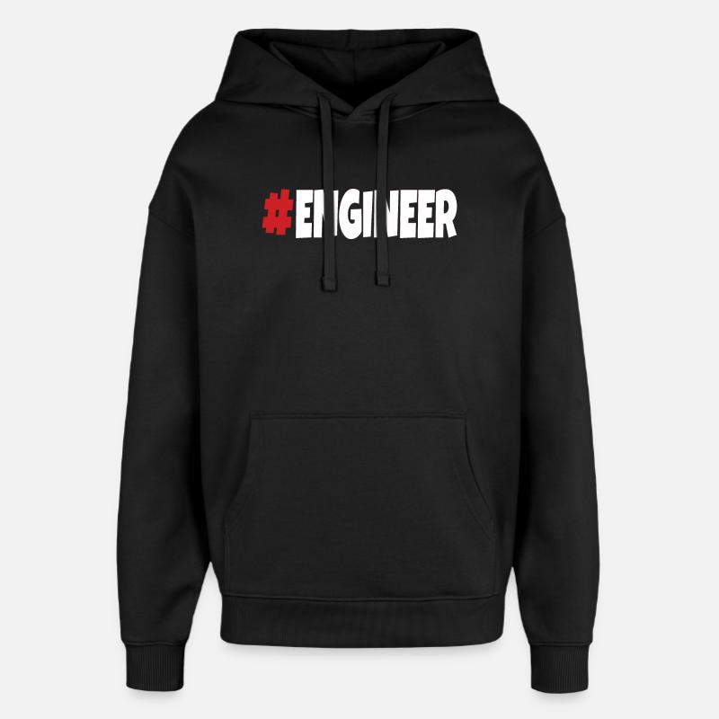 #engineer Rouge & Blanc - Sweat à capuche unisexe Stanley/Stella Oversized - noir