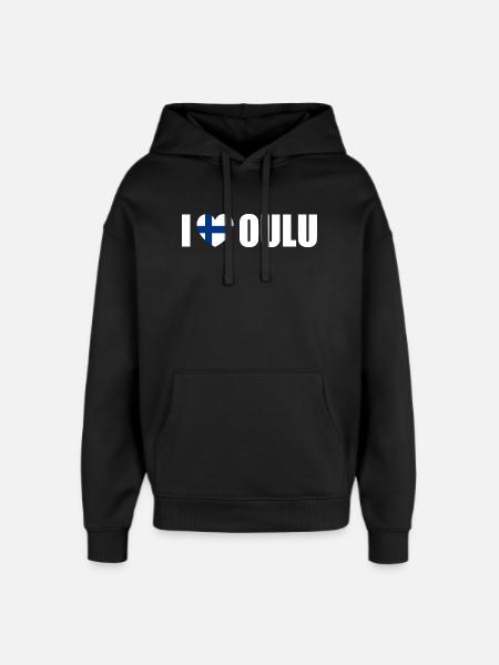 I love Oulu Finland - Oversized Unisex Hoodie by Stanley/Stella - black