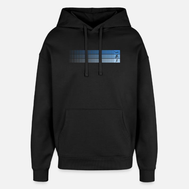 Azure Gradient Barcode Bird - Oversized Unisex Hoodie by Stanley/Stella - black