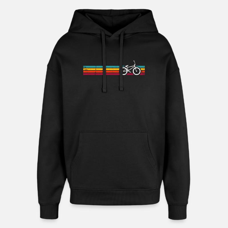 Rayures de vélo arc-en-ciel rétro - Sweat à capuche unisexe Stanley/Stella Oversized - noir