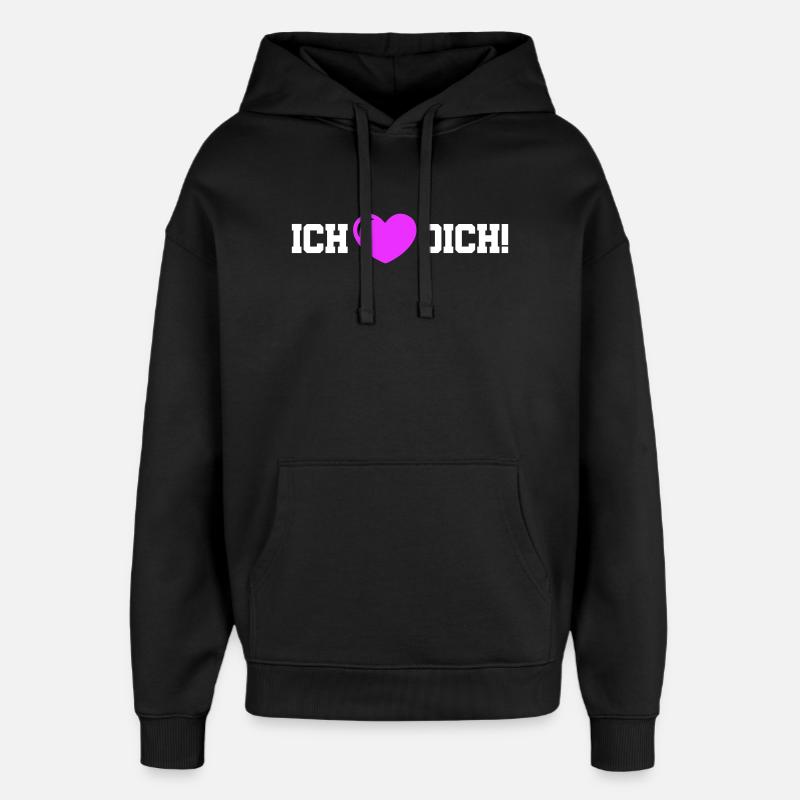 Ich Liebe Dich Herz - Oversized Unisex Hoodie von Stanley/Stella - Schwarz