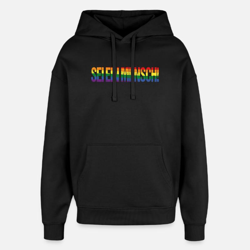 Sei ein Mensch! Pride Flag - Oversized Unisex Hoodie von Stanley/Stella - Schwarz