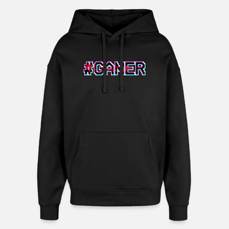 Pixel Neon Gamer Badge - Sweat à capuche unisexe Stanley/Stella Oversized - noir
