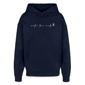 Heartbeat big ben - Oversized Unisex Hoodie by Stanley/Stella - navy - Front - AI Model Female 172 light (172cm) & AI Model Male 185 light (185cm)