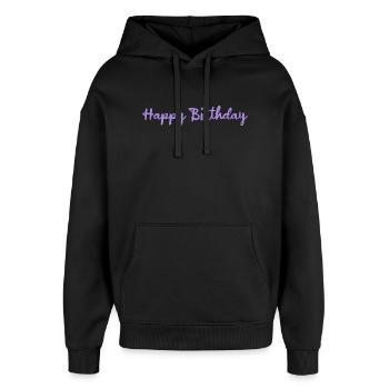 HAPPY BIRTHDAY - Sweat à capuche unisexe Stanley/Stella Oversized - noir - Devant - AI Model Female 172 light (172cm) & AI Model Male 185 light (185cm)