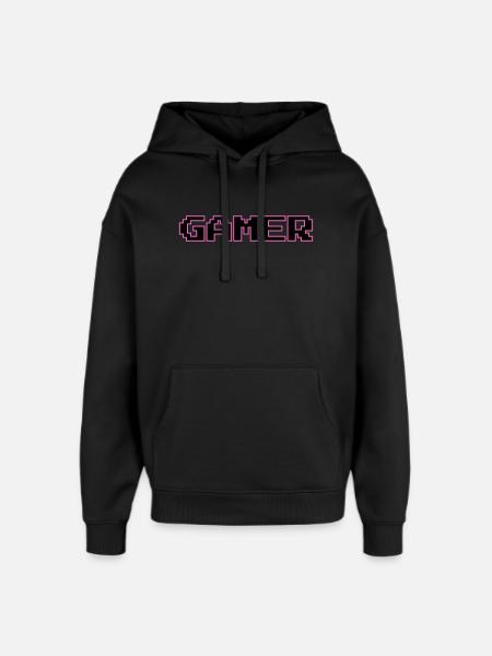 Retro Gamer Pixel Text - Oversized Unisex Hoodie von Stanley/Stella - Schwarz
