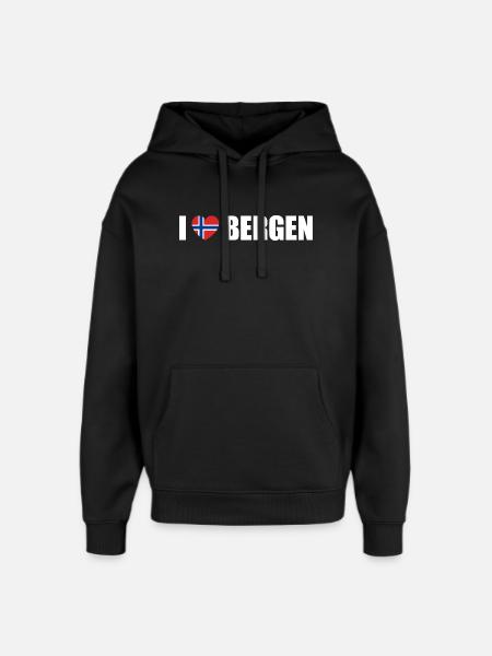 I love Bergen Norway - Oversized Unisex Hoodie by Stanley/Stella - black