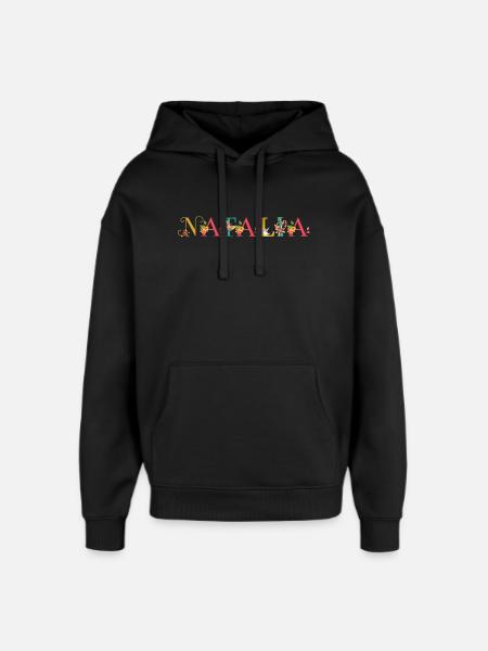 NATALIA naam versierd met bloemen - Stanley/Stella Oversized Unisex Hoodie - zwart