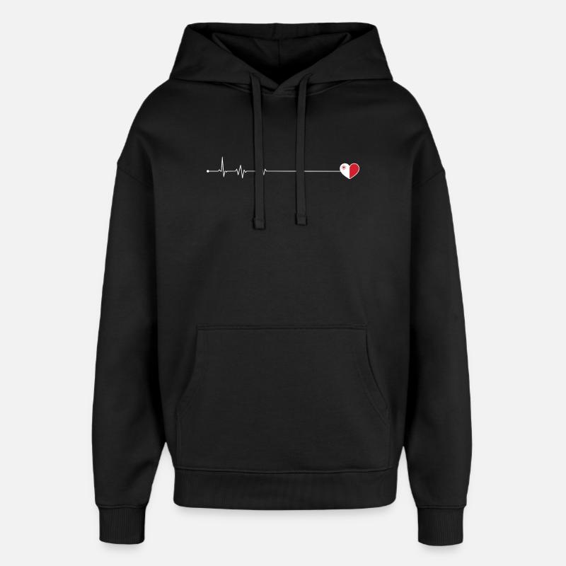 Icône Pulse Heartbeat - Sweat à capuche unisexe Stanley/Stella Oversized - noir