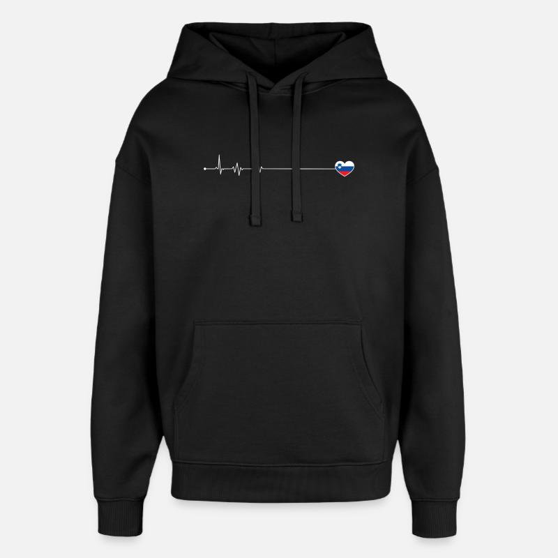 Drapeau Heartbeat Slovénie - Sweat à capuche unisexe Stanley/Stella Oversized - noir